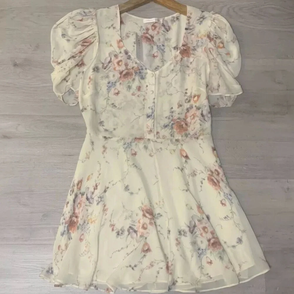 ♥️… LoveShackFancy Cora Silk Dress. Size Large Retail- $425 - Picture 5 of 8